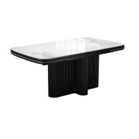 Стол DikLine DKO140 Керамика Platinum ART (белый глянец)/подстолье черное/опоры черные (2 уп.)