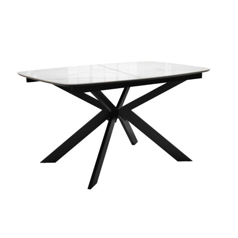 Стол DikLine BK140 керамика Carrara Gloss (мрамор глянец белый), подстолье черное, опоры черные