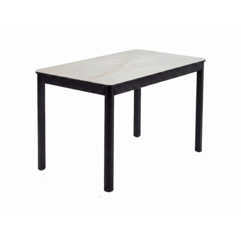 Стол DikLine DKQ120 Керамика белый Icelandic white jade (Ostra Bianco Light)/подстолье черное/опоры черные Стол DikLine DKQ120 Керамика белый Icelandic white jade (Ostra Bianco Light)/подстолье черное/опоры черные
