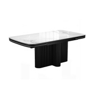 Стол DikLine DKO160 Керамика Platinum ART (белый глянец)/подстолье черное/опоры черные (2 уп.)