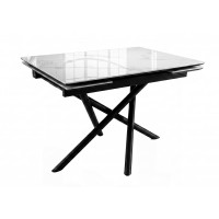 Стол DikLine BKX110 Керамика Carrara Gloss (мрамор глянец белый)/подстолье черное/опоры черные (2уп.)