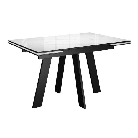 Стол DikLine DKM140 Керамика Carrara Gloss (мрамор глянец белый)/подстолье черное Стол DikLine DKM140 Керамика Carrara Gloss (мрамор глянец белый)/подстолье черное