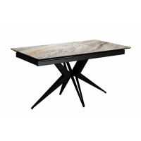 Стол DikLine DKS140 керамика Venetian Brown Light глянец, подстолье черное, опоры черные (2уп.)