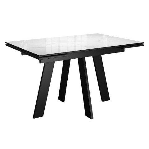 Стол DikLine SKM110 Керамика Carrara Gloss (мрамор глянец белый)/подстолье черное/опоры черные